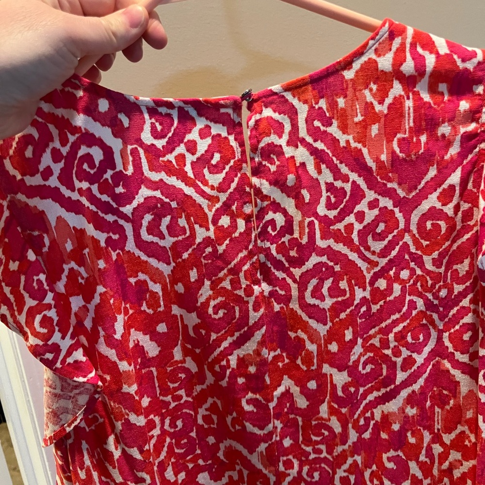 Tommy Hilfiger Women's Red and Pink Patterned Dress - Picture 7 of 9